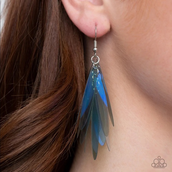 Holographic Glamour - Blue Iridescent Earrings - Paparazzi